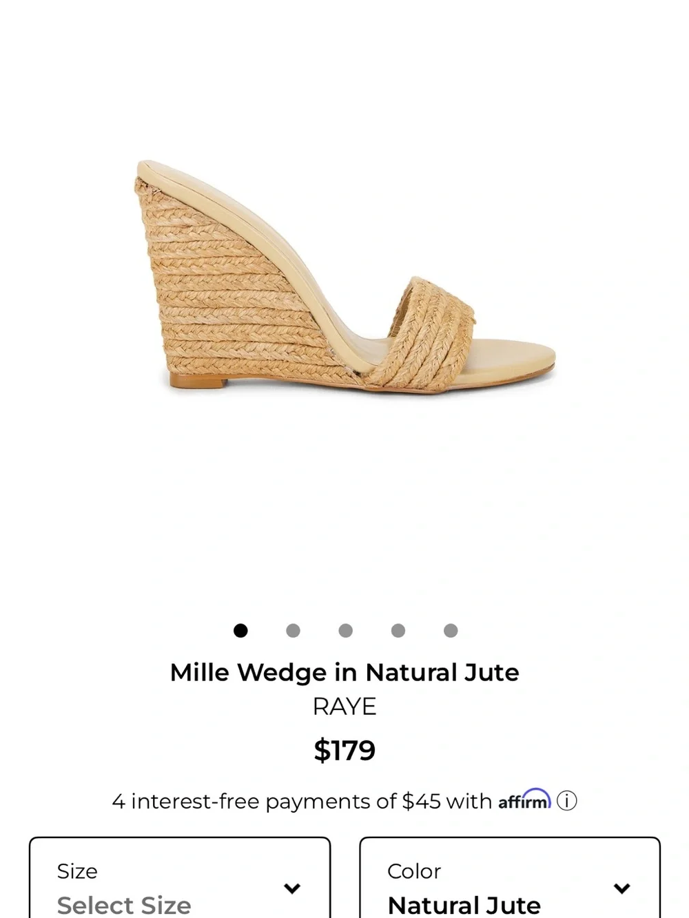 RAYE Mille Wedge Mule in Natural Jute